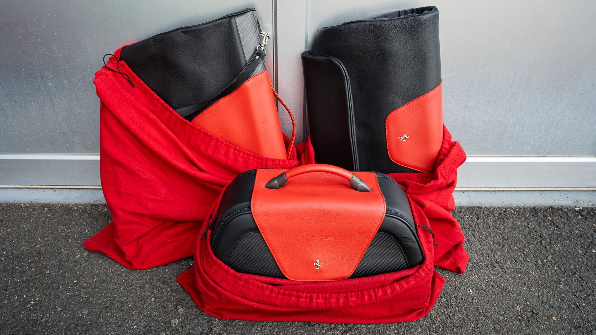 Ferrari Enzo original fitted luggage with red Ferrari dust bags, chassis 132652