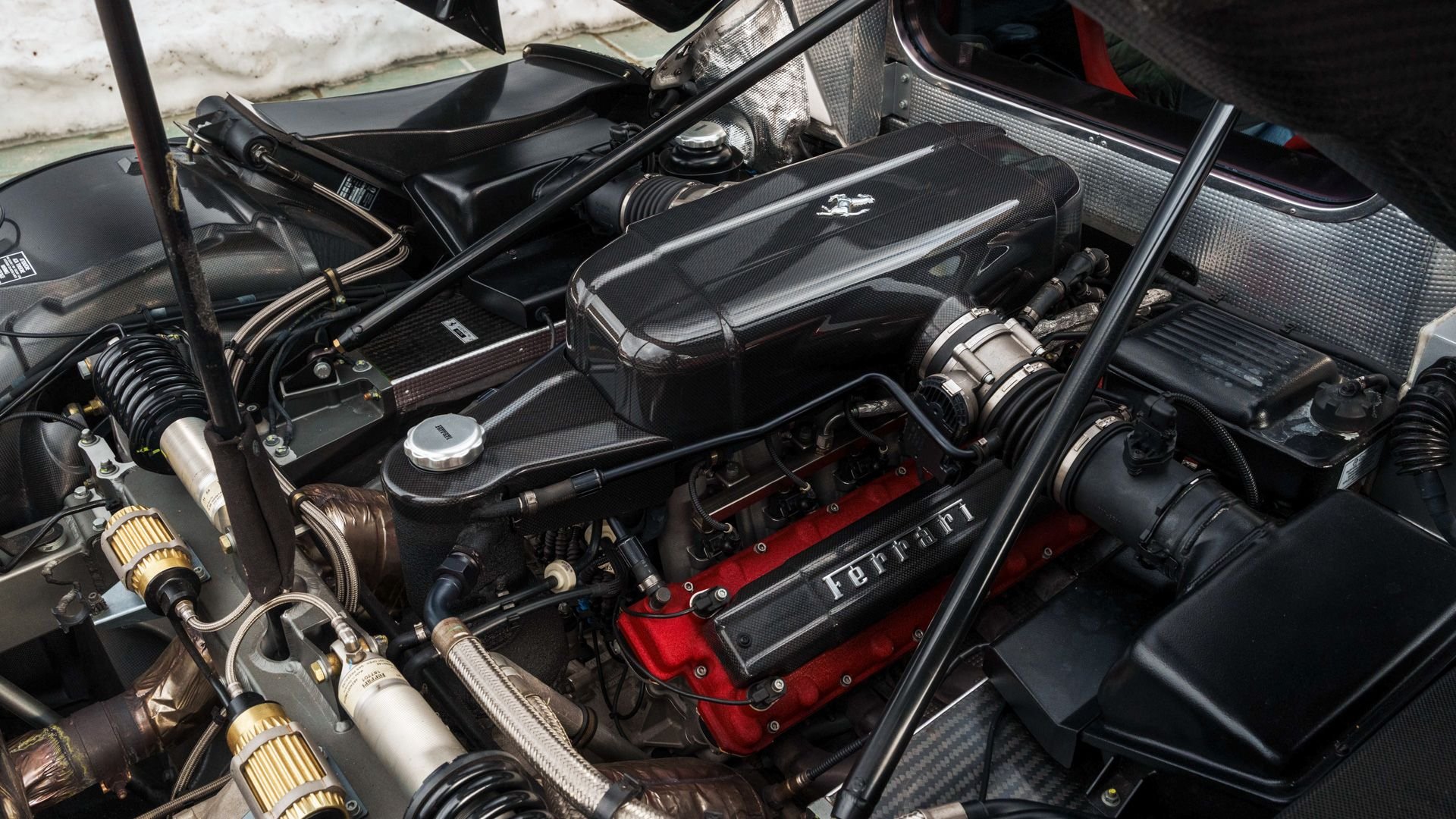 Ferrari Enzo V12 engine bay with carbon fibre airbox, chassis 131242